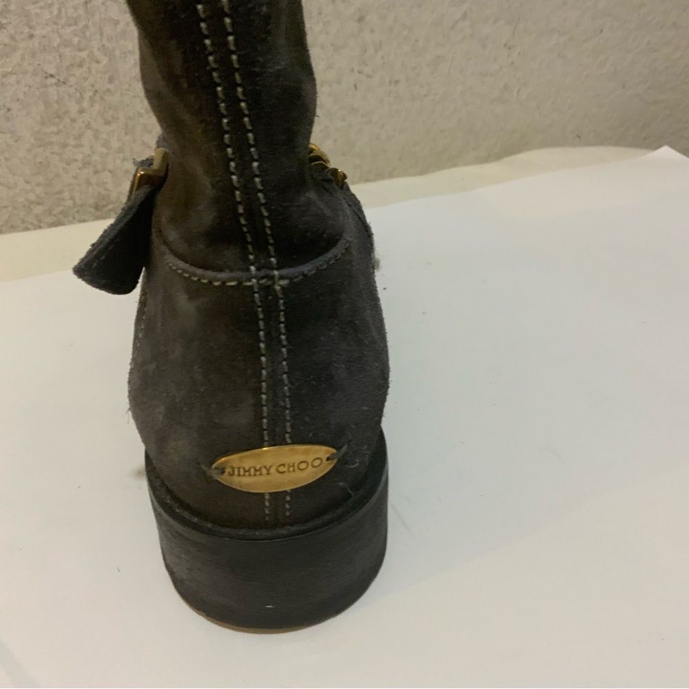 Jimmy Choo 132 Daze Waxed Toe Suede Chain Moto Combat Booties SZ 36/US 6 - Picture 6 of 13